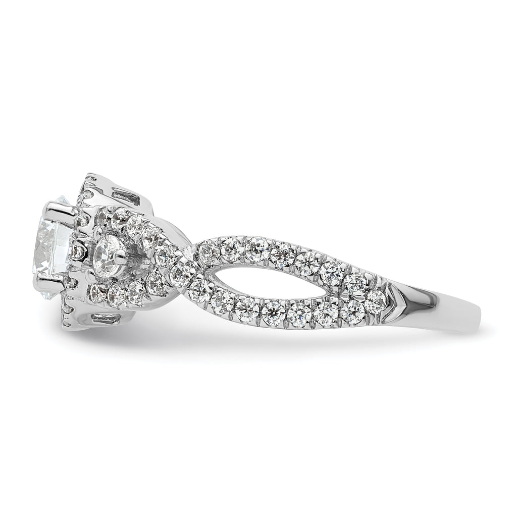 14k White Gold 3/4 carat Lab Grown Diamond VS/SI+ G+ 3/4 carat Center Round Semi Mount Engagement Ring