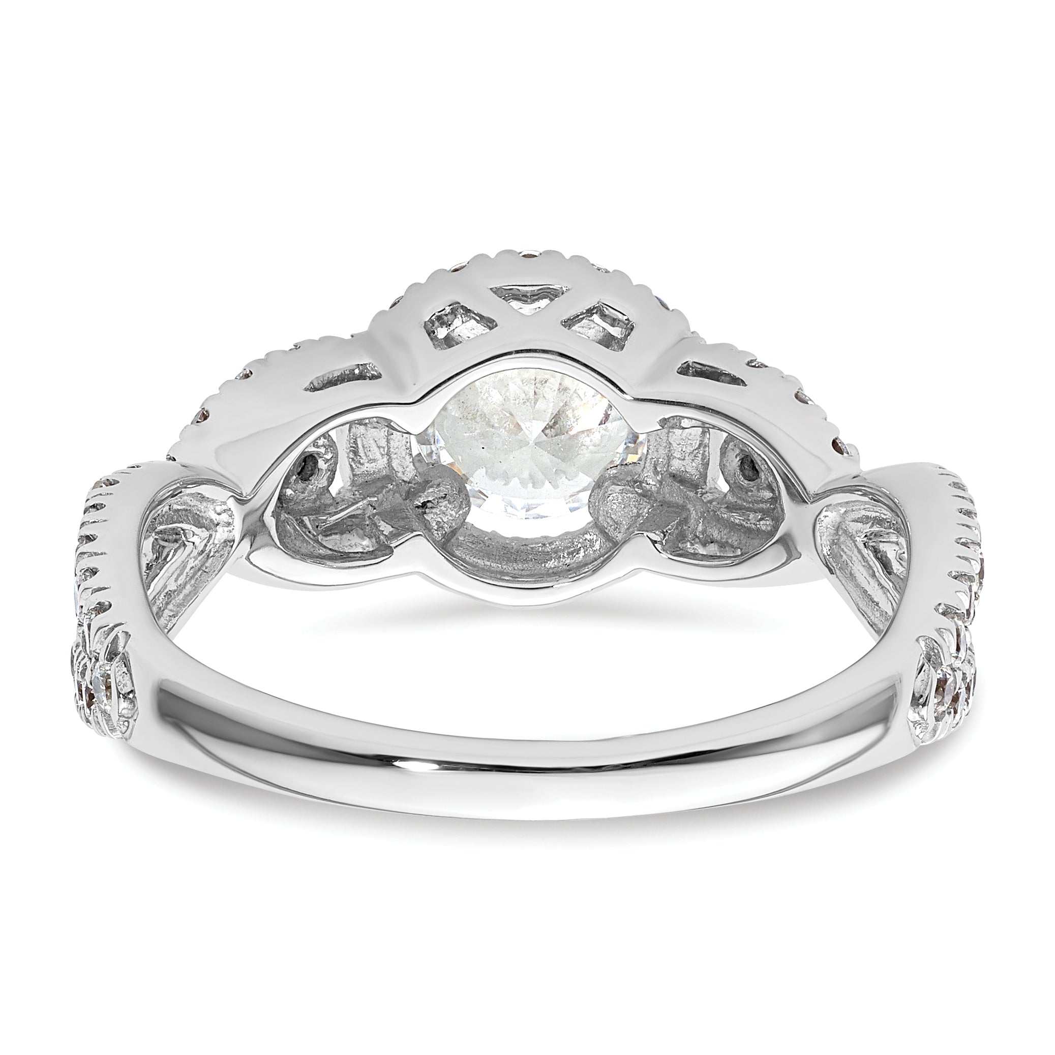 14k White Gold 3/4 carat Lab Grown Diamond VS/SI+ G+ 3/4 carat Center Round Semi Mount Engagement Ring