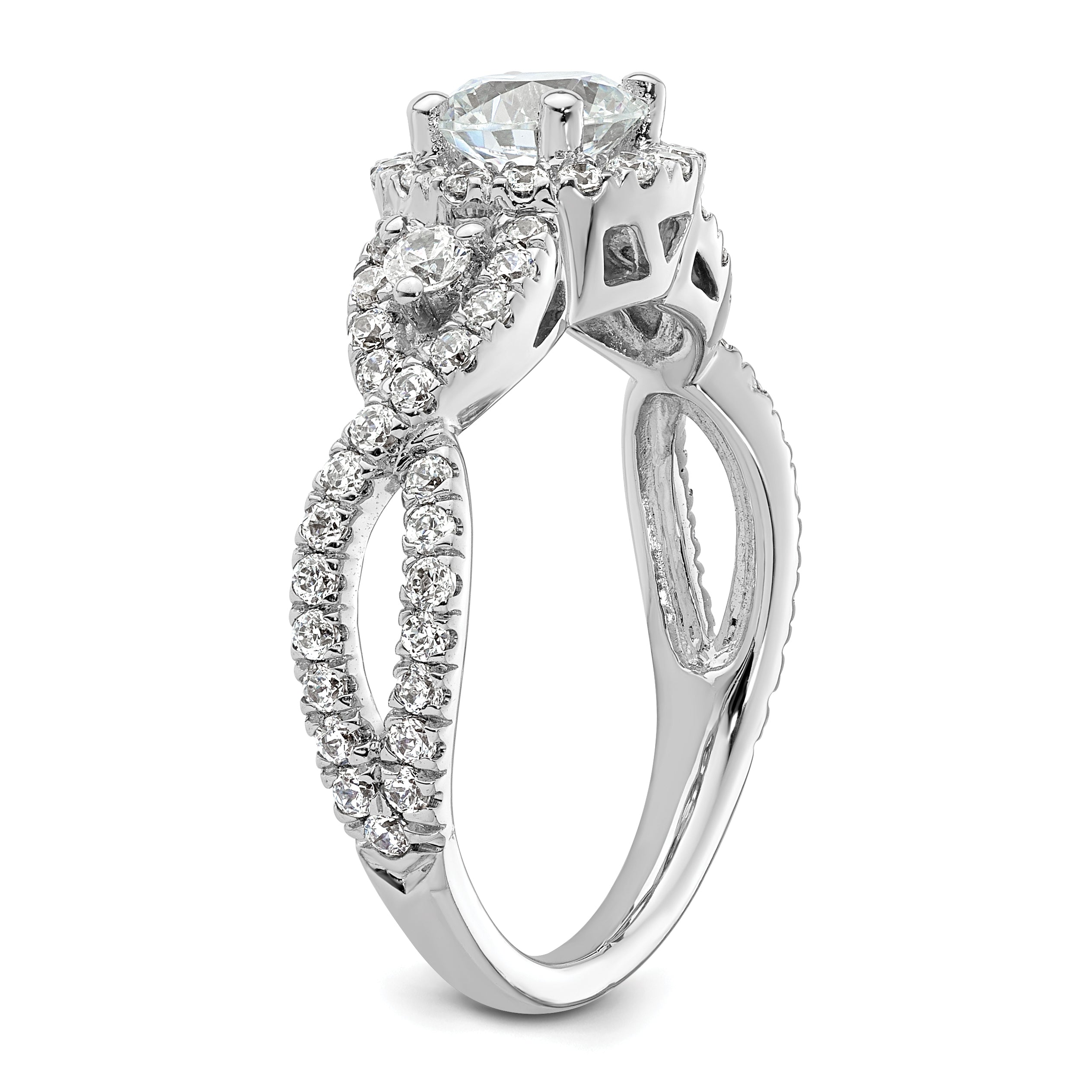 14k White Gold 3/4 carat Lab Grown Diamond VS/SI+ G+ 3/4 carat Center Round Semi Mount Engagement Ring