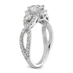 14k White Gold 3/4 carat Lab Grown Diamond VS/SI+ G+ 3/4 carat Center Round Semi Mount Engagement Ring