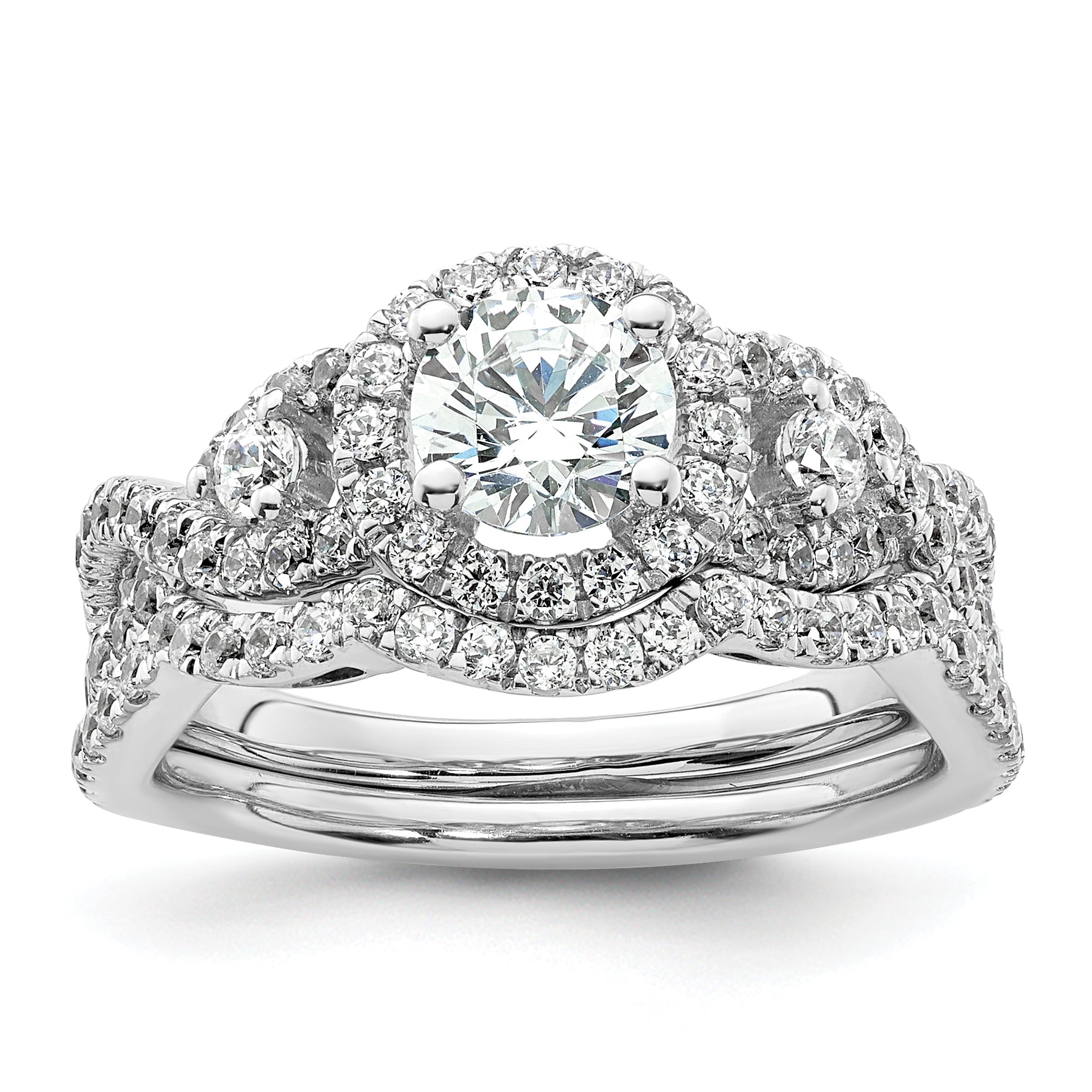 14k White Gold 3/4 carat Lab Grown Diamond VS/SI+ G+ 3/4 carat Center Round Semi Mount Engagement Ring