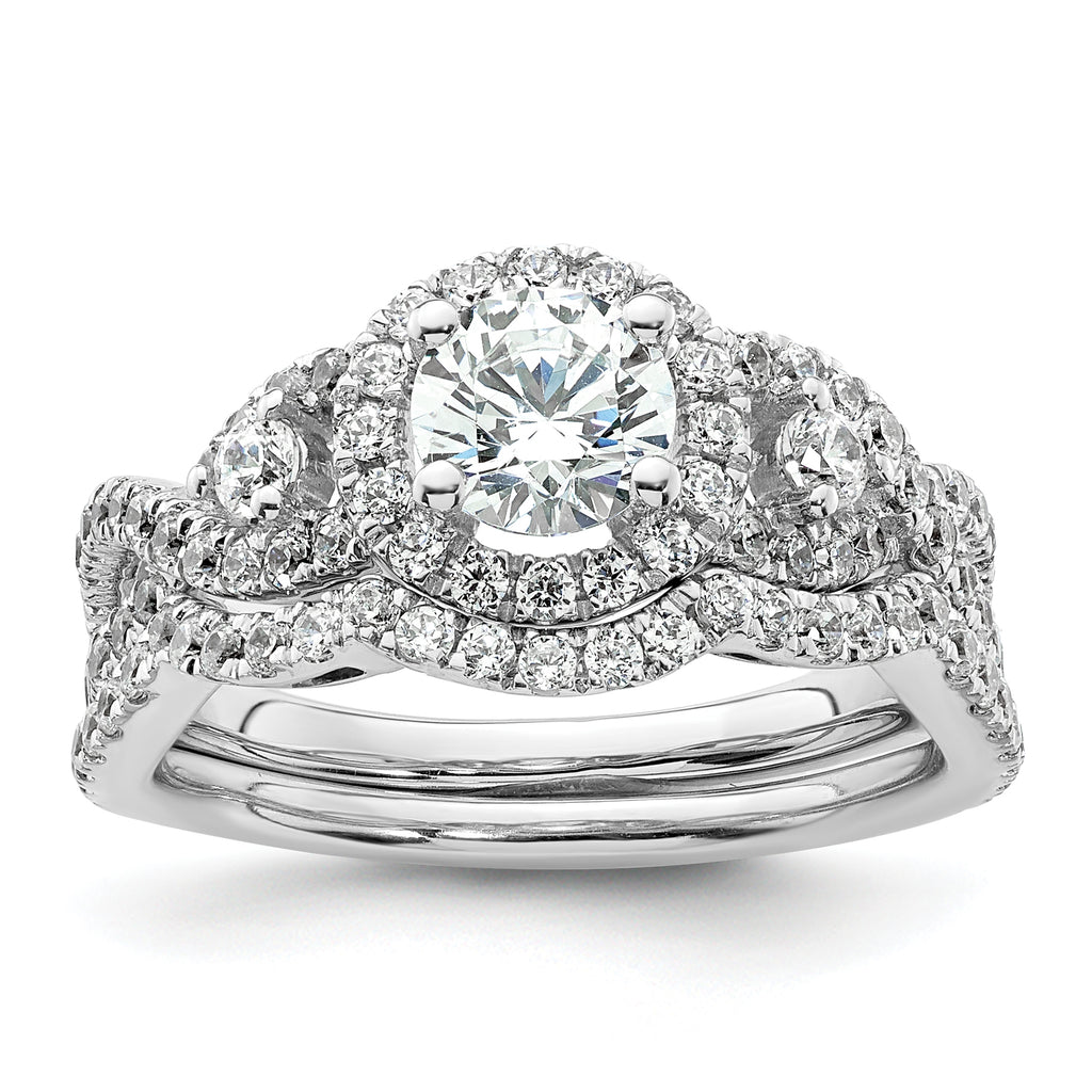 14k White Gold 3/4 carat Lab Grown Diamond VS/SI+ G+ 3/4 carat Center Round Semi Mount Engagement Ring