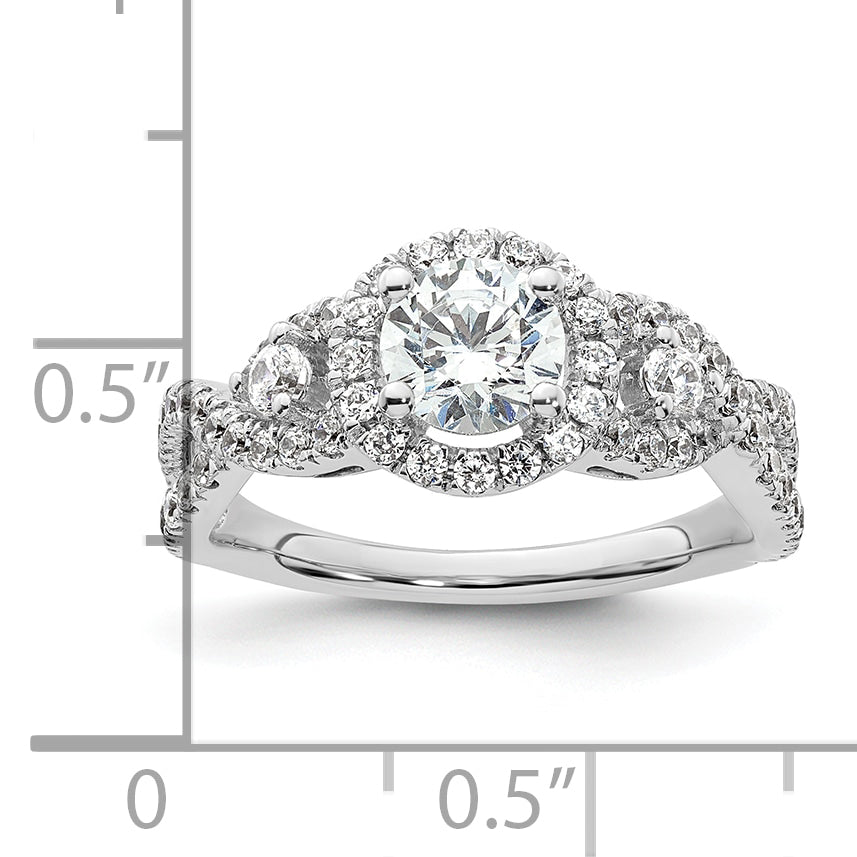 14k White Gold 3/4 carat Lab Grown Diamond VS/SI+ G+ 3/4 carat Center Round Semi Mount Engagement Ring