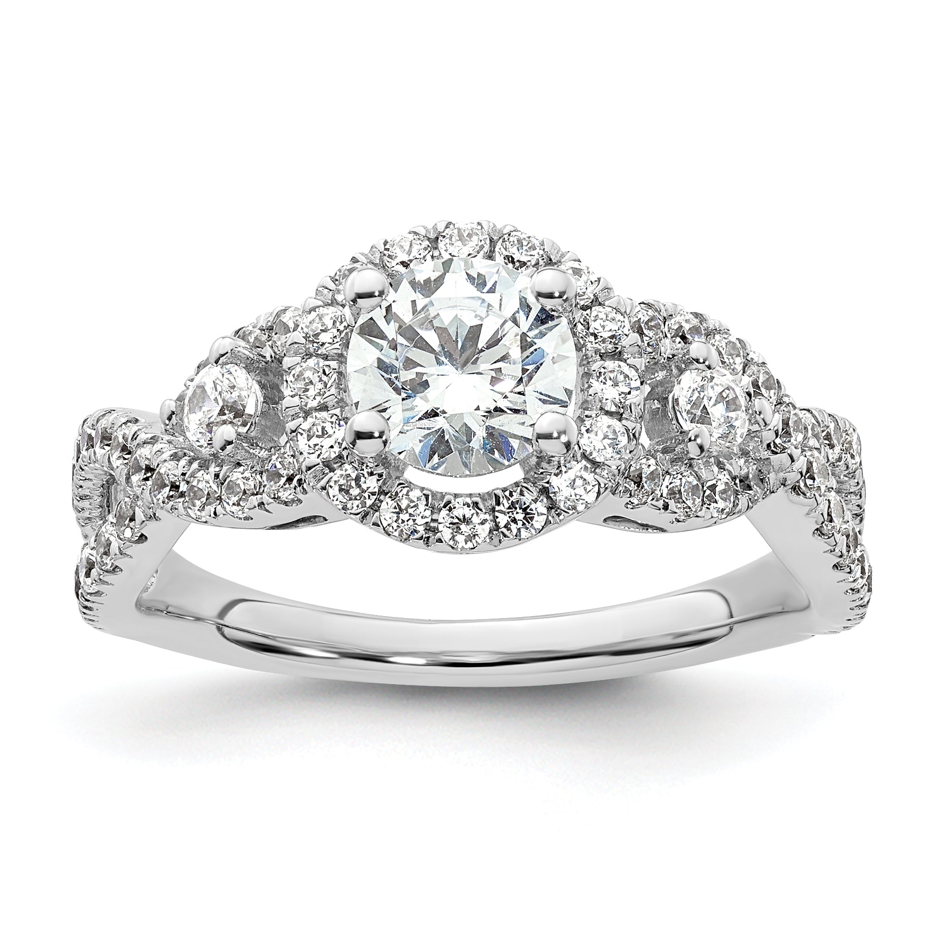 14k White Gold 3/4 carat Lab Grown Diamond VS/SI+ G+ 3/4 carat Center Round Semi Mount Engagement Ring Main image