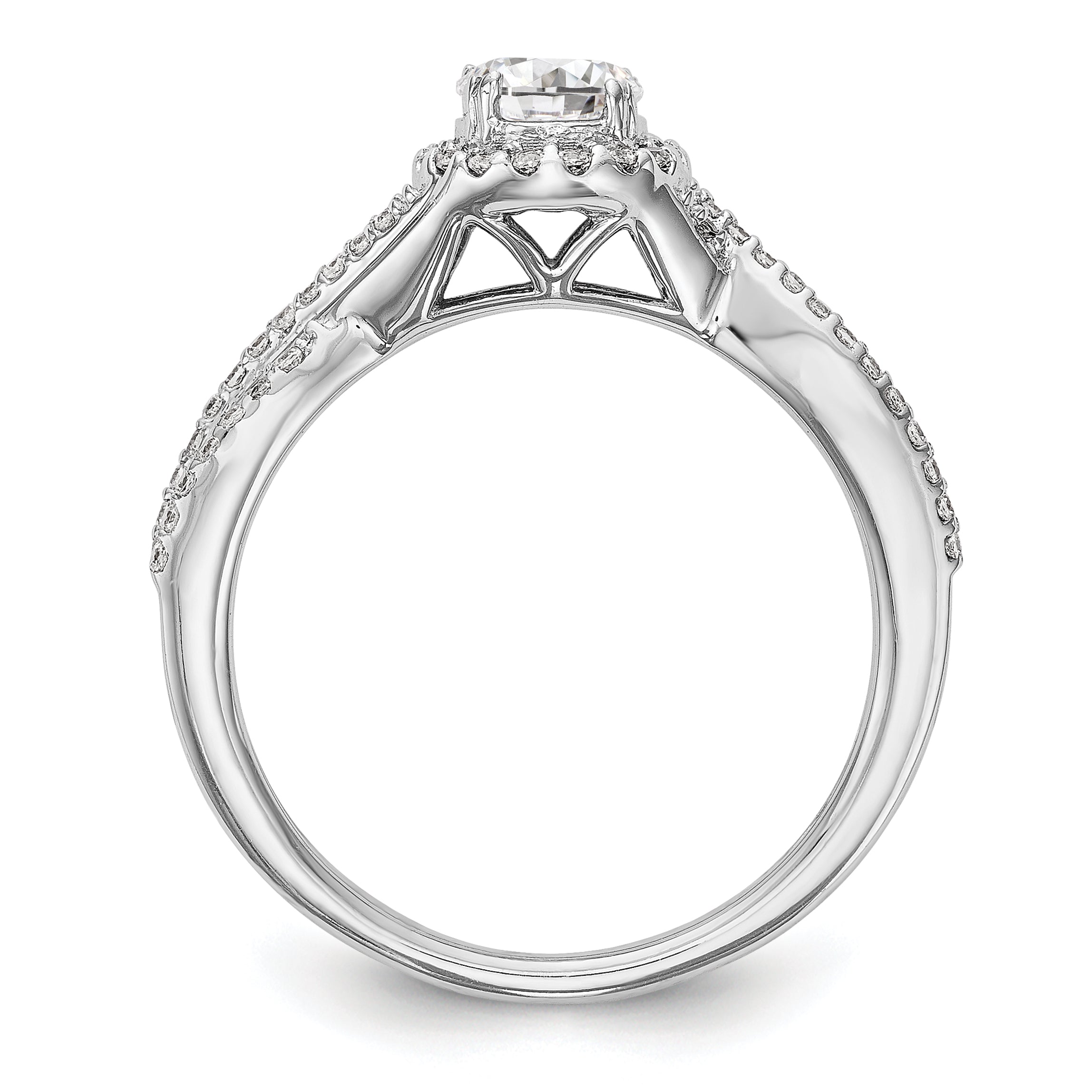 14K White Gold Lab Grown VS/SI+ G+ Dia Complete Halo Engagement Ring