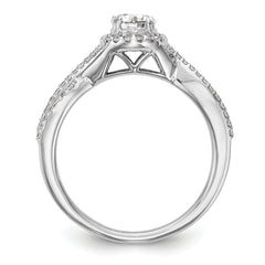 14K White Gold Lab Grown VS/SI+ G+ Dia Complete Halo Engagement Ring