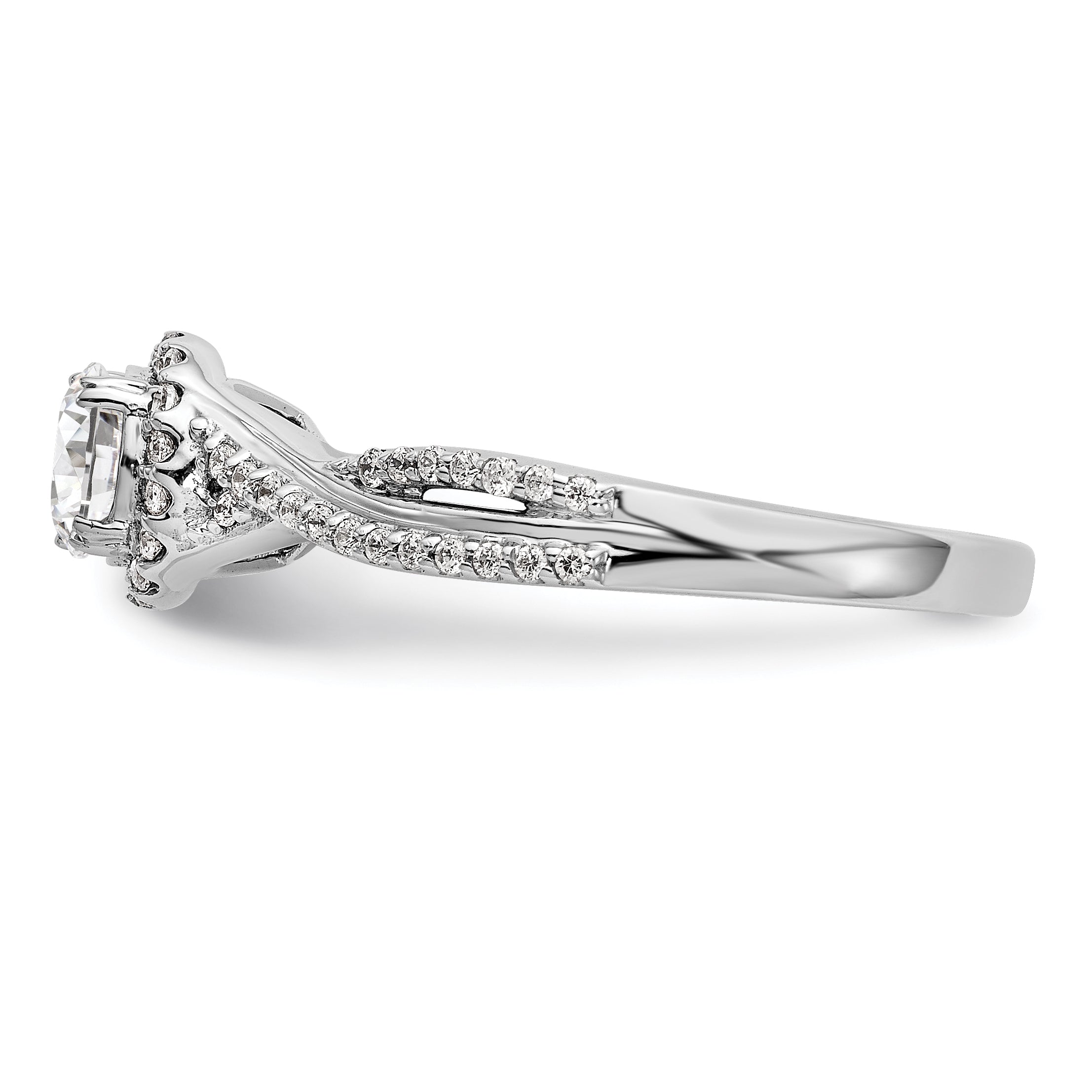14K White Gold Lab Grown VS/SI+ G+ Dia Complete Halo Engagement Ring