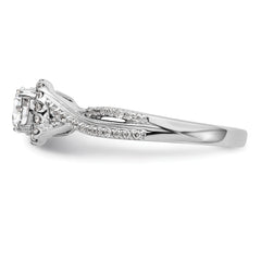 14K White Gold Lab Grown VS/SI+ G+ Dia Complete Halo Engagement Ring