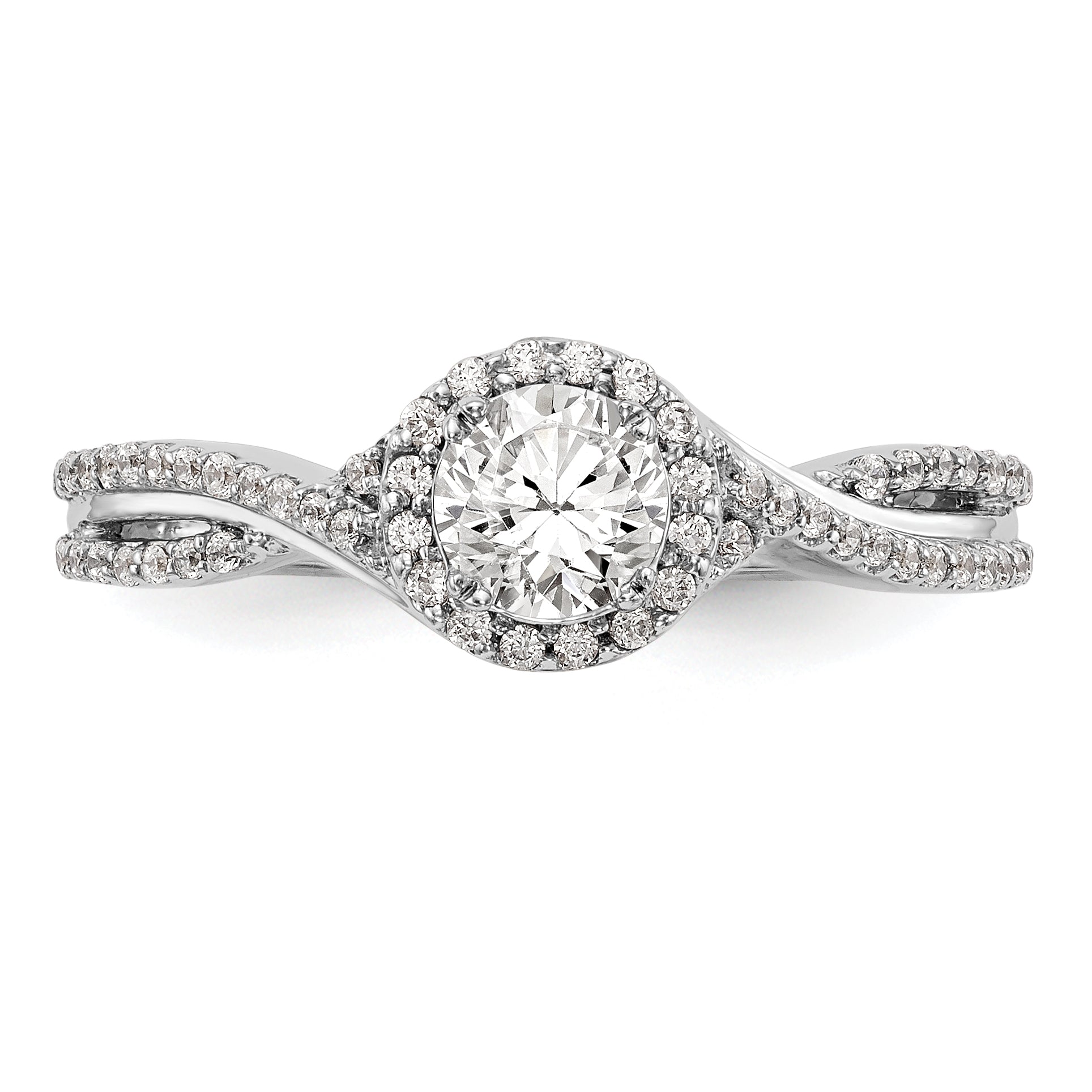 14K White Gold Lab Grown VS/SI+ G+ Dia Complete Halo Engagement Ring