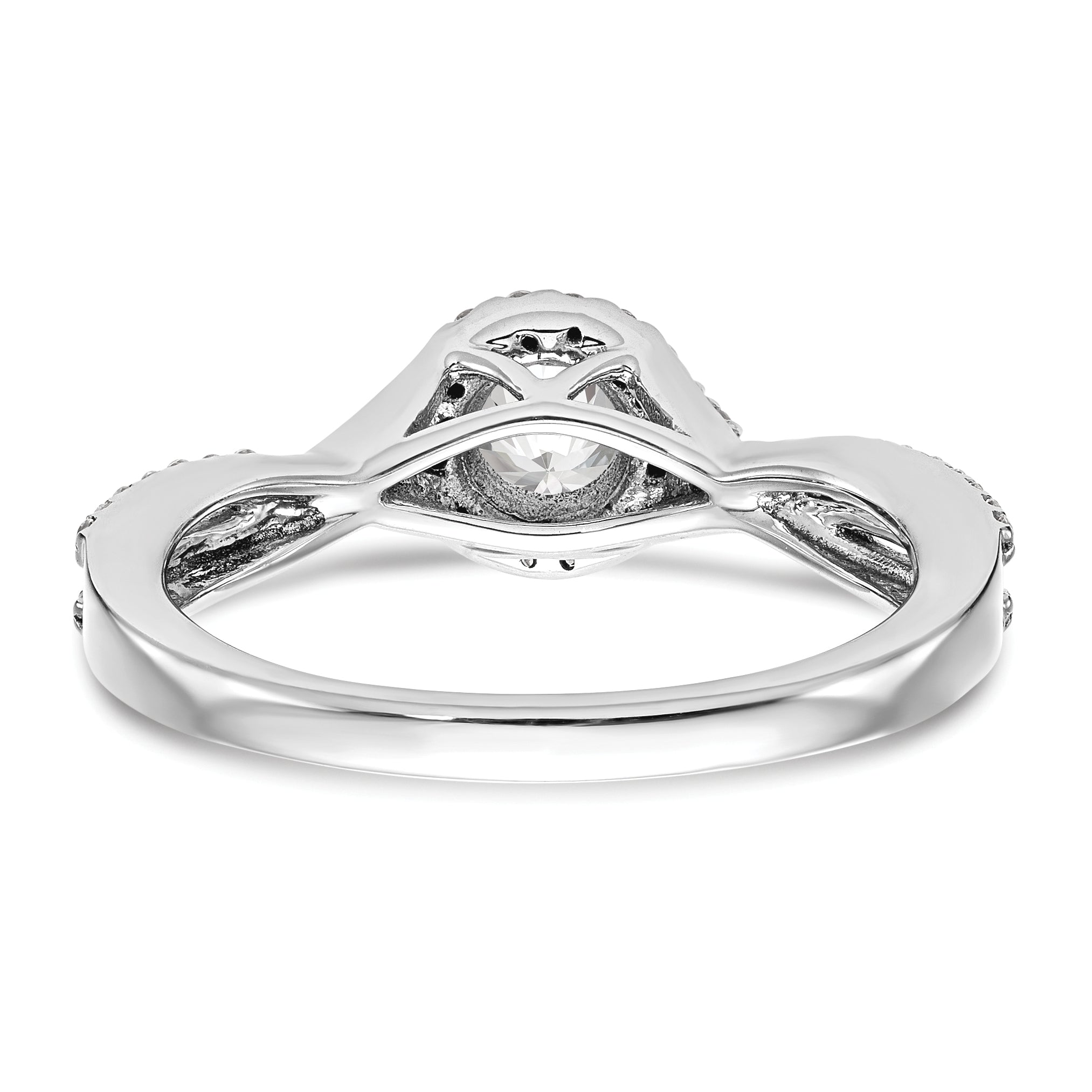 14K White Gold Lab Grown VS/SI+ G+ Dia Complete Halo Engagement Ring