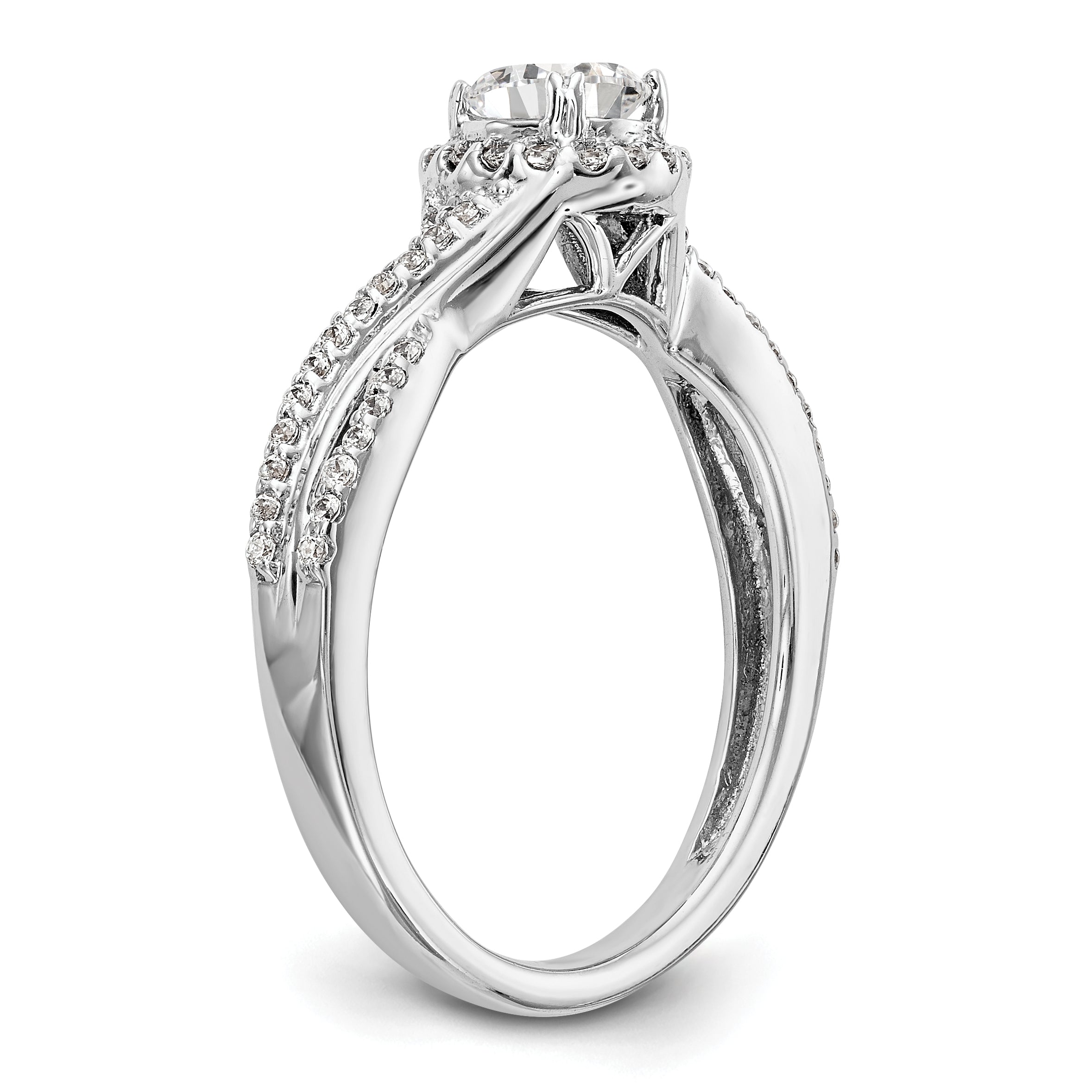 14K White Gold Lab Grown VS/SI+ G+ Dia Complete Halo Engagement Ring