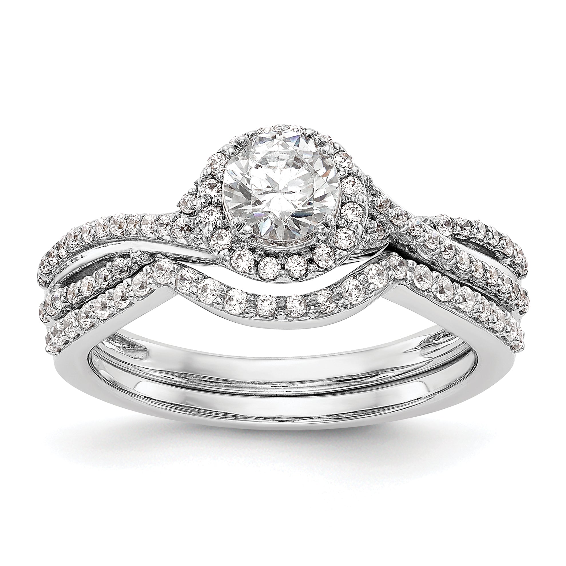 14K White Gold Lab Grown VS/SI+ G+ Dia Complete Halo Engagement Ring