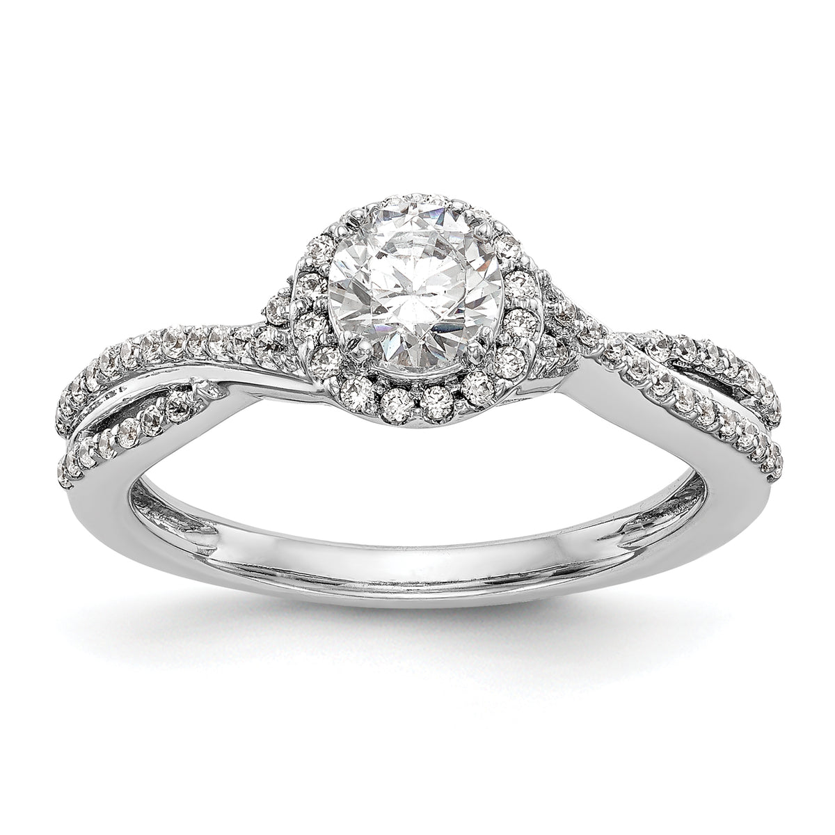 14K White Gold Lab Grown VS/SI+ G+ Dia Complete Halo Engagement Ring