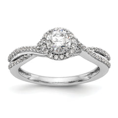 14K White Gold Lab Grown VS/SI+ G+ Dia Complete Halo Engagement Ring