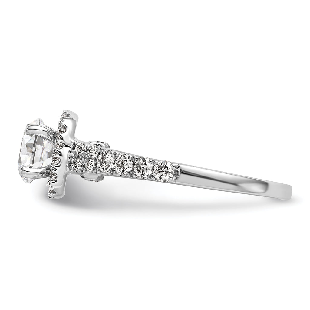 14k White Gold 1/2 carat Lab Grown Diamond VS/SI+ G+ Semi Mount Halo Peg Set Engagement Ring