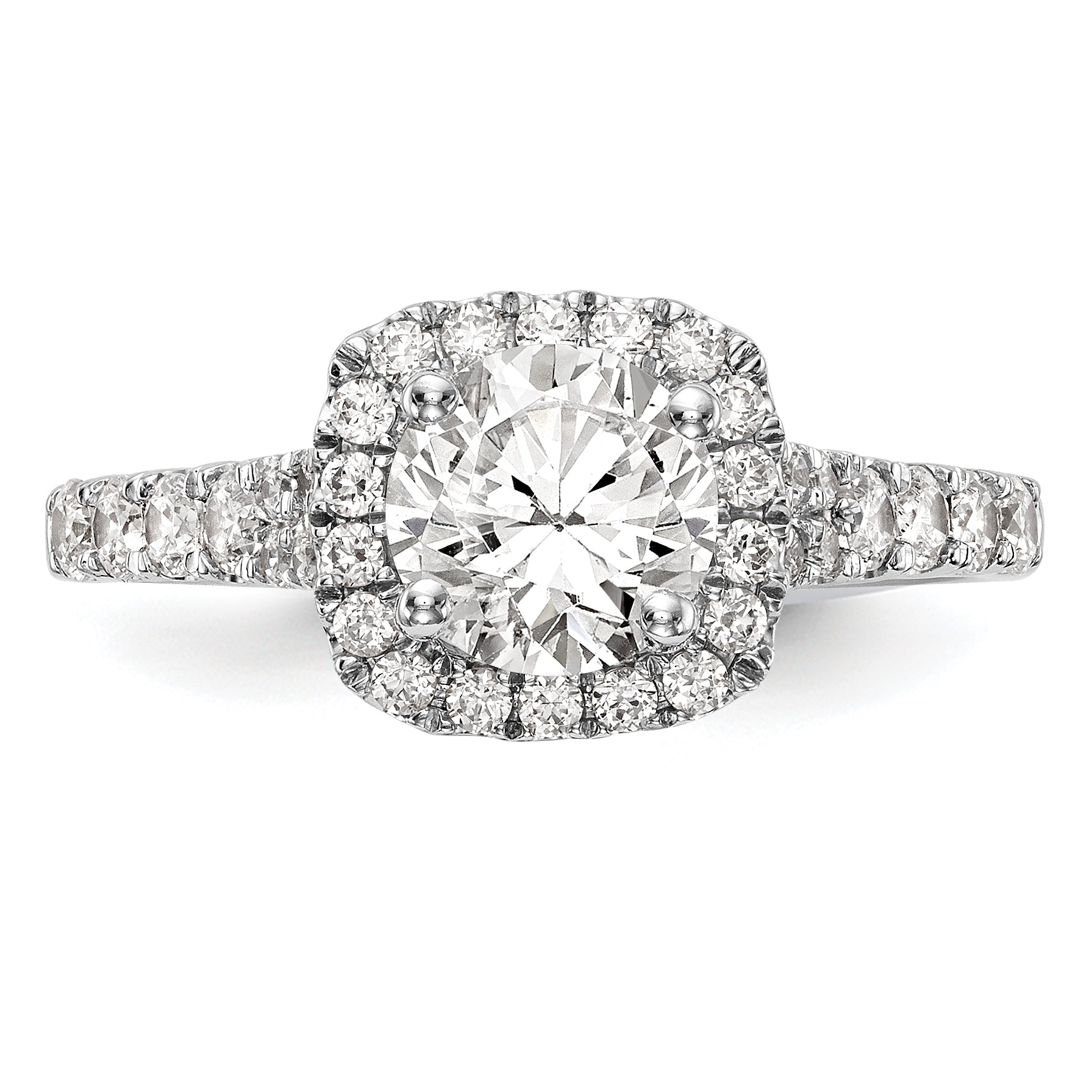 14k White Gold 1/2 carat Lab Grown Diamond VS/SI+ G+ Semi Mount Halo Peg Set Engagement Ring