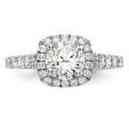 14k White Gold 1/2 carat Lab Grown Diamond VS/SI+ G+ Semi Mount Halo Peg Set Engagement Ring