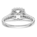 14k White Gold 1/2 carat Lab Grown Diamond VS/SI+ G+ Semi Mount Halo Peg Set Engagement Ring