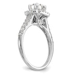 14k White Gold 1/2 carat Lab Grown Diamond VS/SI+ G+ Semi Mount Halo Peg Set Engagement Ring
