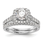 14k White Gold 1/2 carat Lab Grown Diamond VS/SI+ G+ Semi Mount Halo Peg Set Engagement Ring