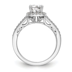 14k White Gold 3/8 carat Lab Grown Diamond VS/SI+ G+ 1 carat Center Round Semi Mount Halo Engagement Ring