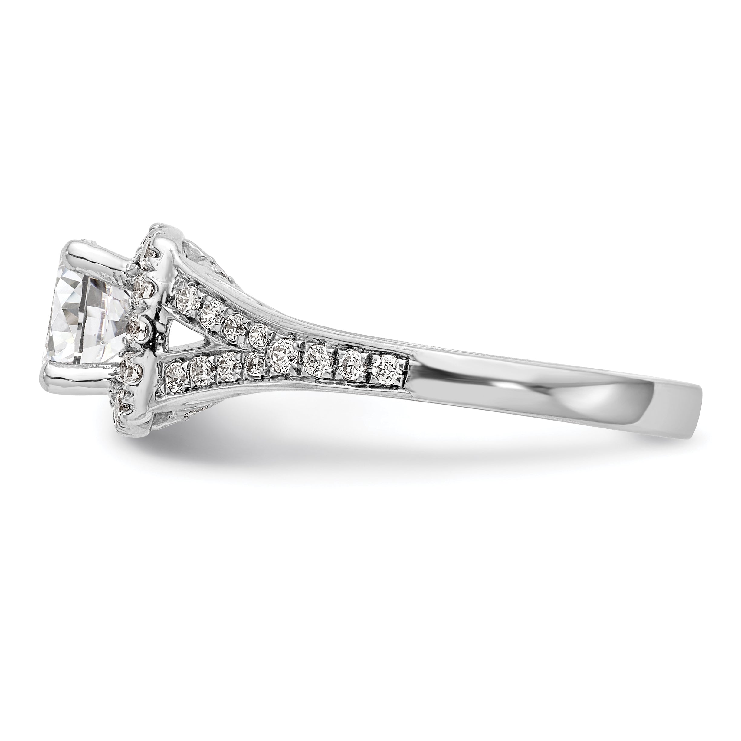 14k White Gold 3/8 carat Lab Grown Diamond VS/SI+ G+ 1 carat Center Round Semi Mount Halo Engagement Ring