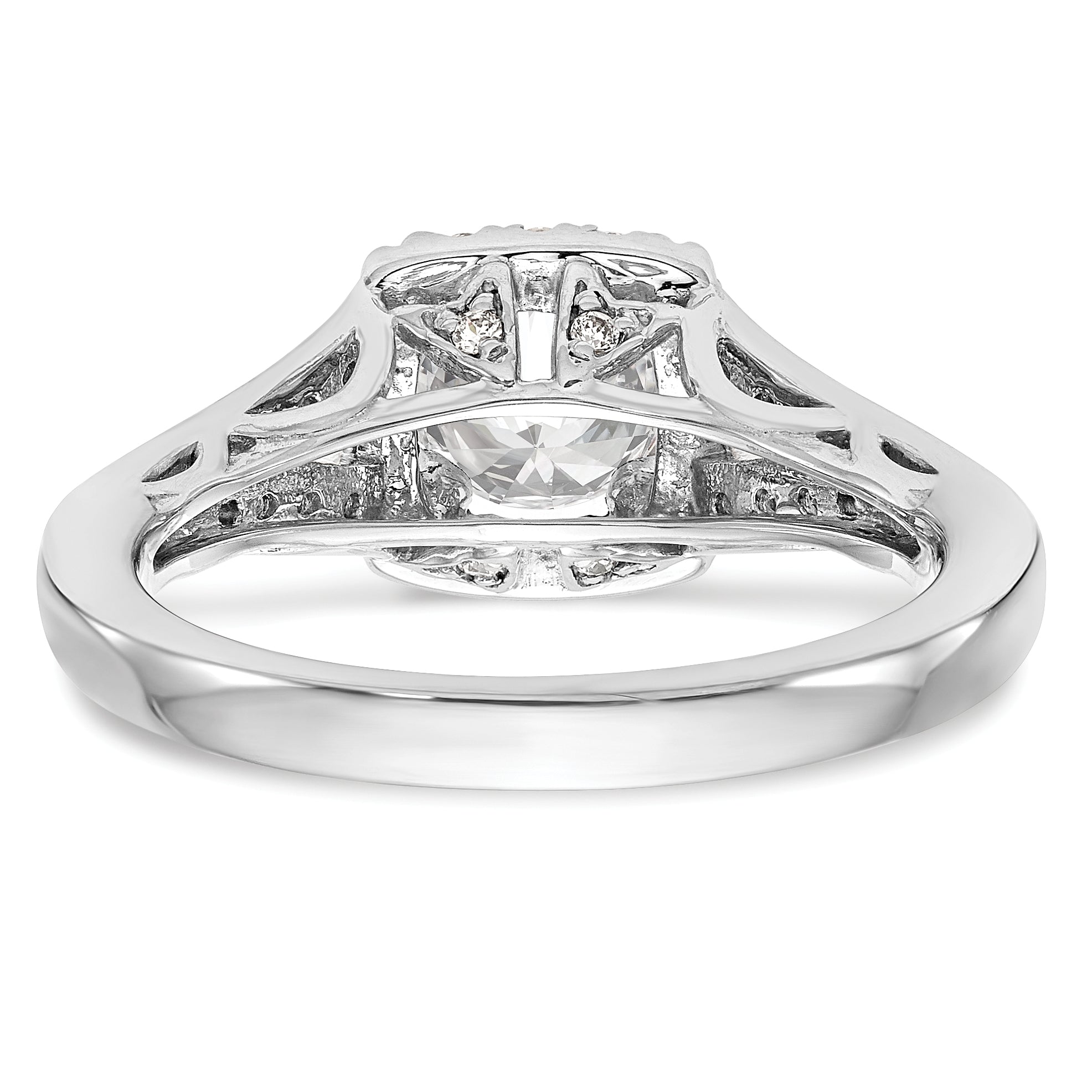 14k White Gold 3/8 carat Lab Grown Diamond VS/SI+ G+ 1 carat Center Round Semi Mount Halo Engagement Ring