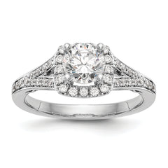 14k White Gold 3/8 carat Lab Grown Diamond VS/SI+ G+ 1 carat Center Round Semi Mount Halo Engagement Ring