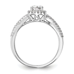 14K White Gold Lab Grown VS/SI+ G+ Dia Complete Cushion Halo Eng Ring