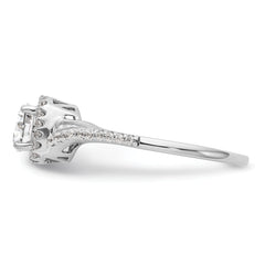 14K White Gold Lab Grown VS/SI+ G+ Dia Complete Cushion Halo Eng Ring