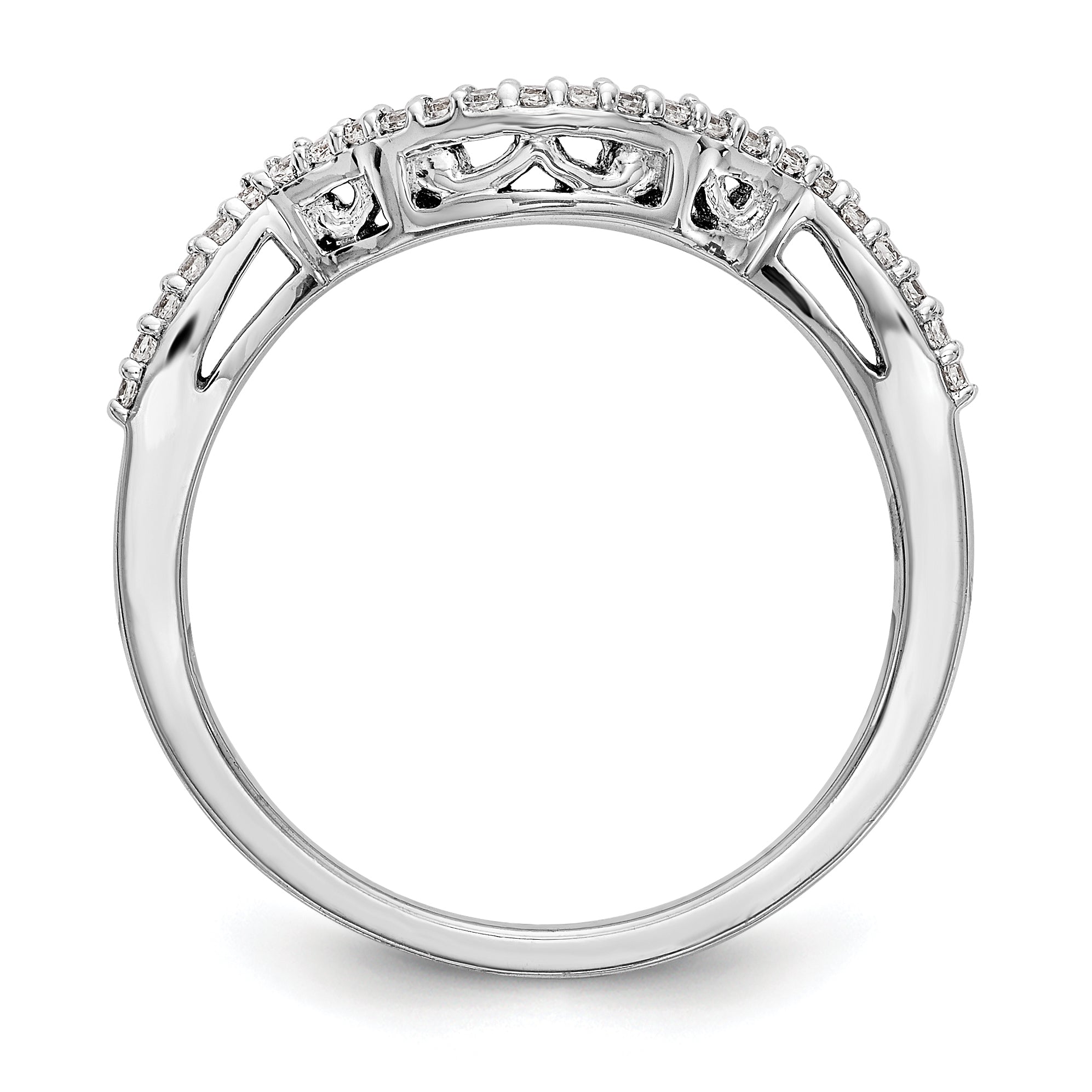 14k White Gold 1/8 carat Lab Grown Diamond VS/SI+ G+ Complete Round Contoured Wedding Band