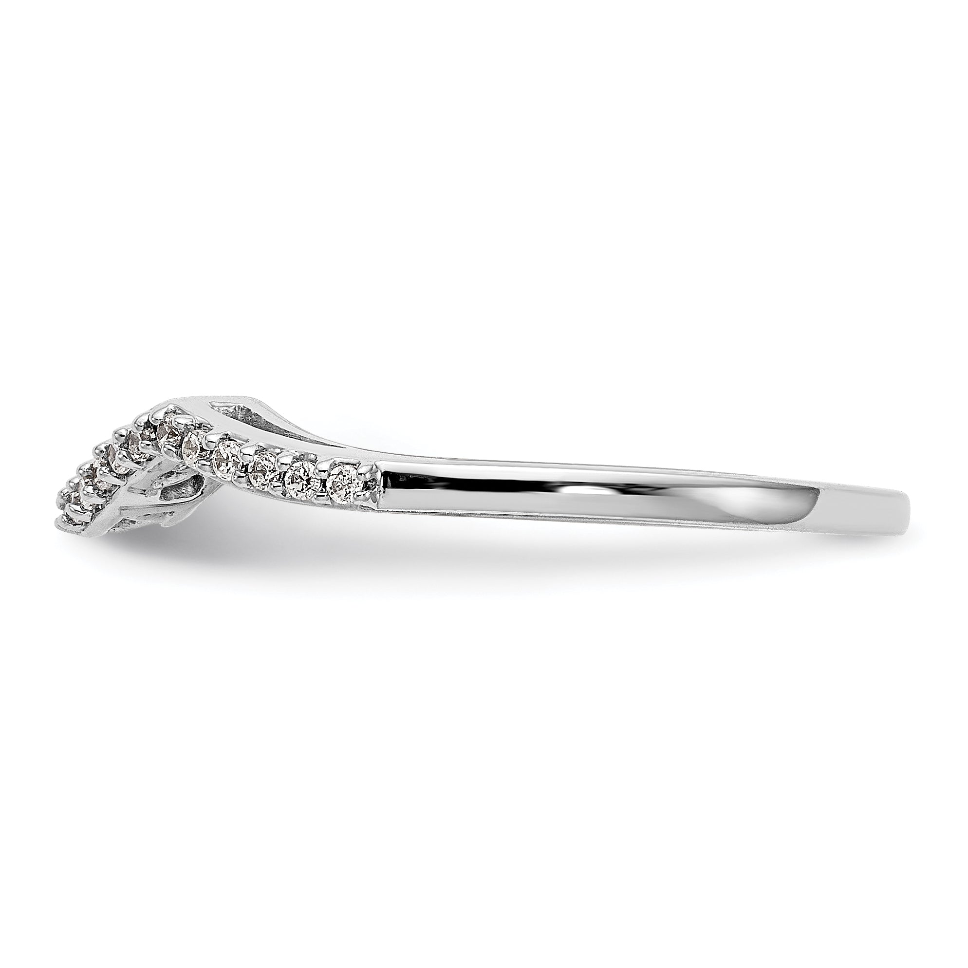 14k White Gold 1/8 carat Lab Grown Diamond VS/SI+ G+ Complete Round Contoured Wedding Band