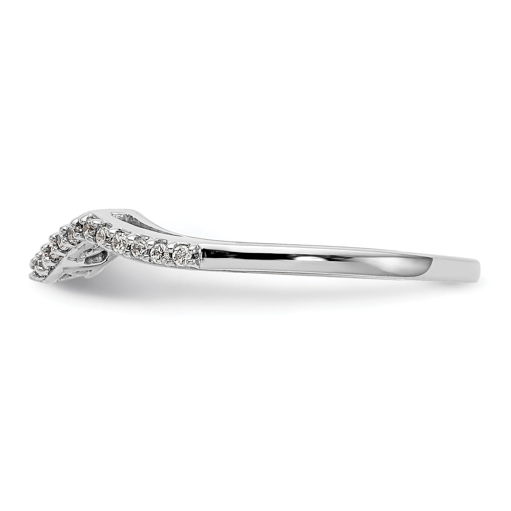 14k White Gold 1/8 carat Lab Grown Diamond VS/SI+ G+ Complete Round Contoured Wedding Band