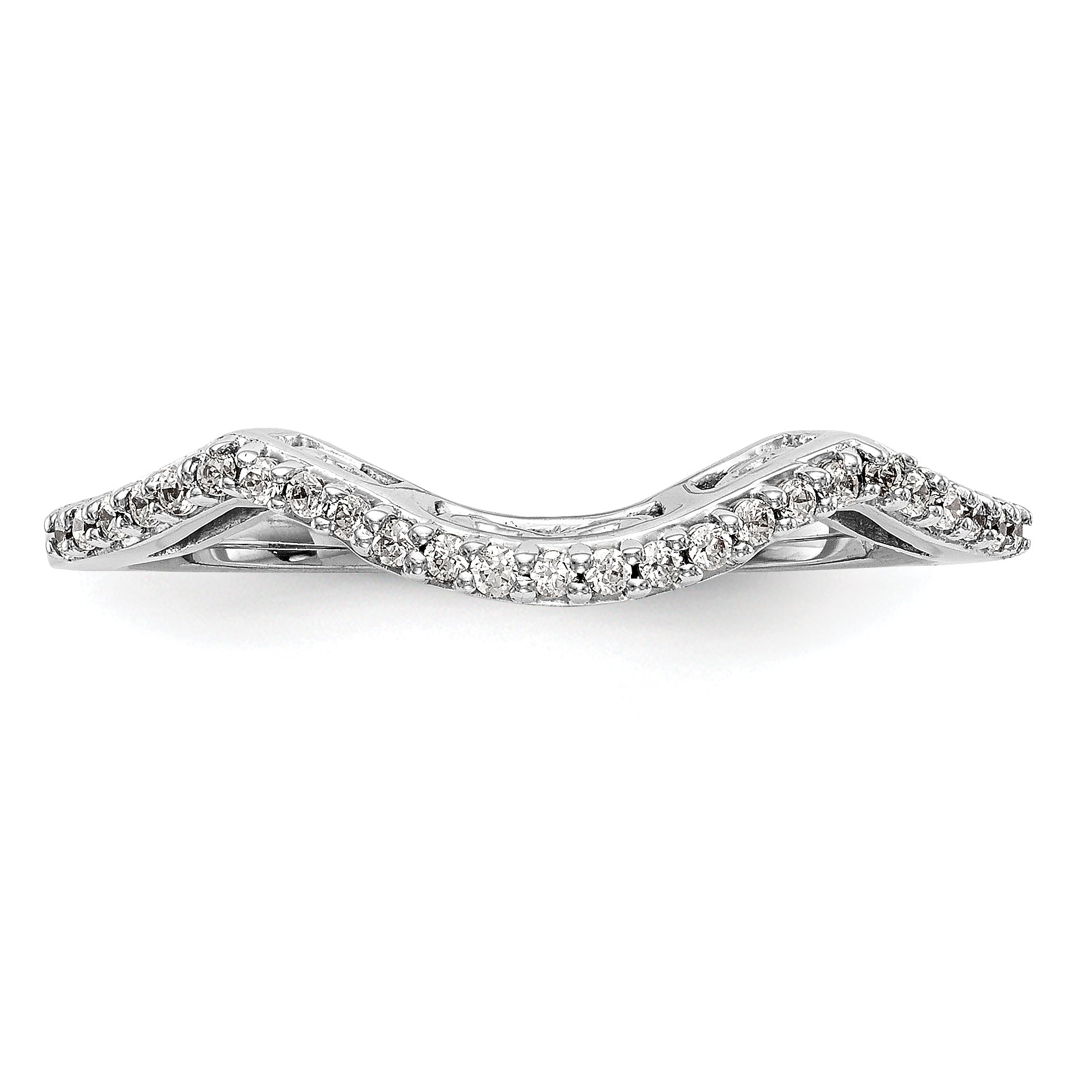 14k White Gold 1/8 carat Lab Grown Diamond VS/SI+ G+ Complete Round Contoured Wedding Band