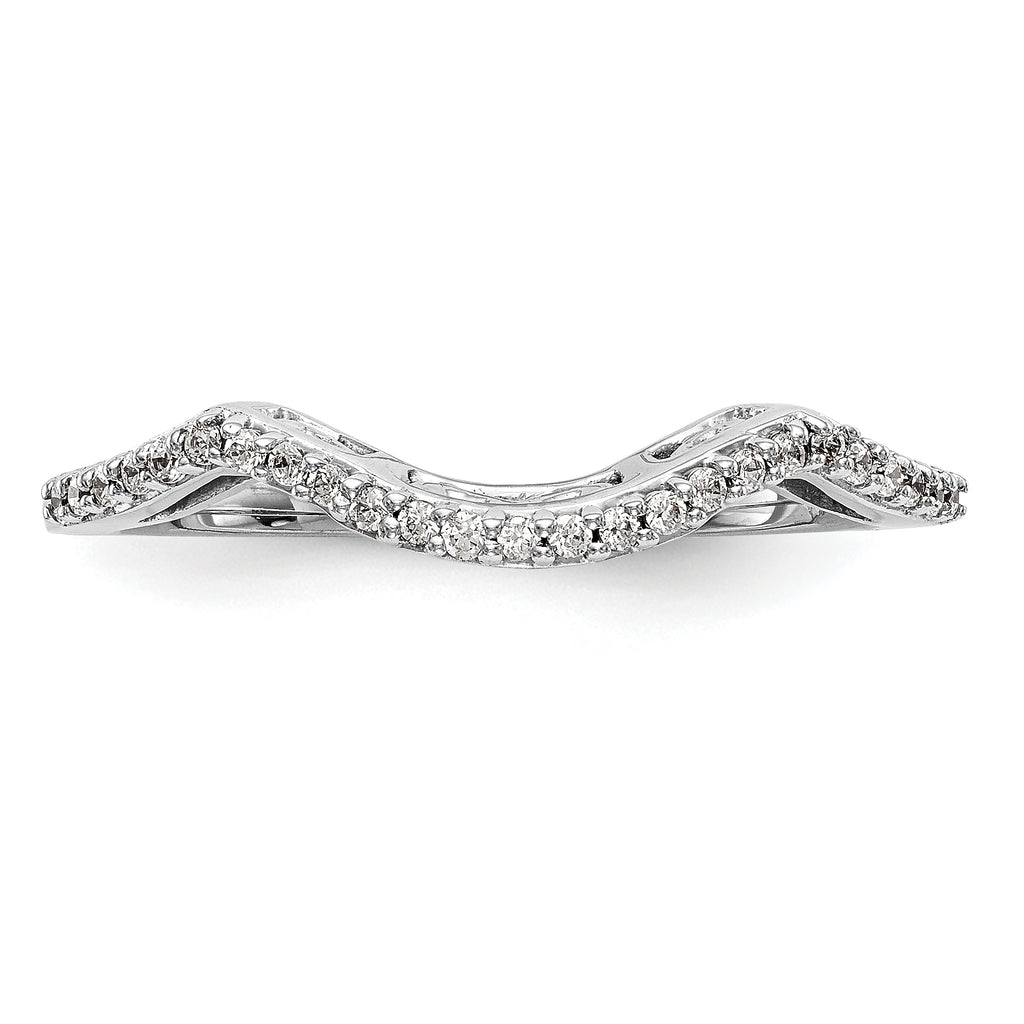 14k White Gold 1/8 carat Lab Grown Diamond VS/SI+ G+ Complete Round Contoured Wedding Band