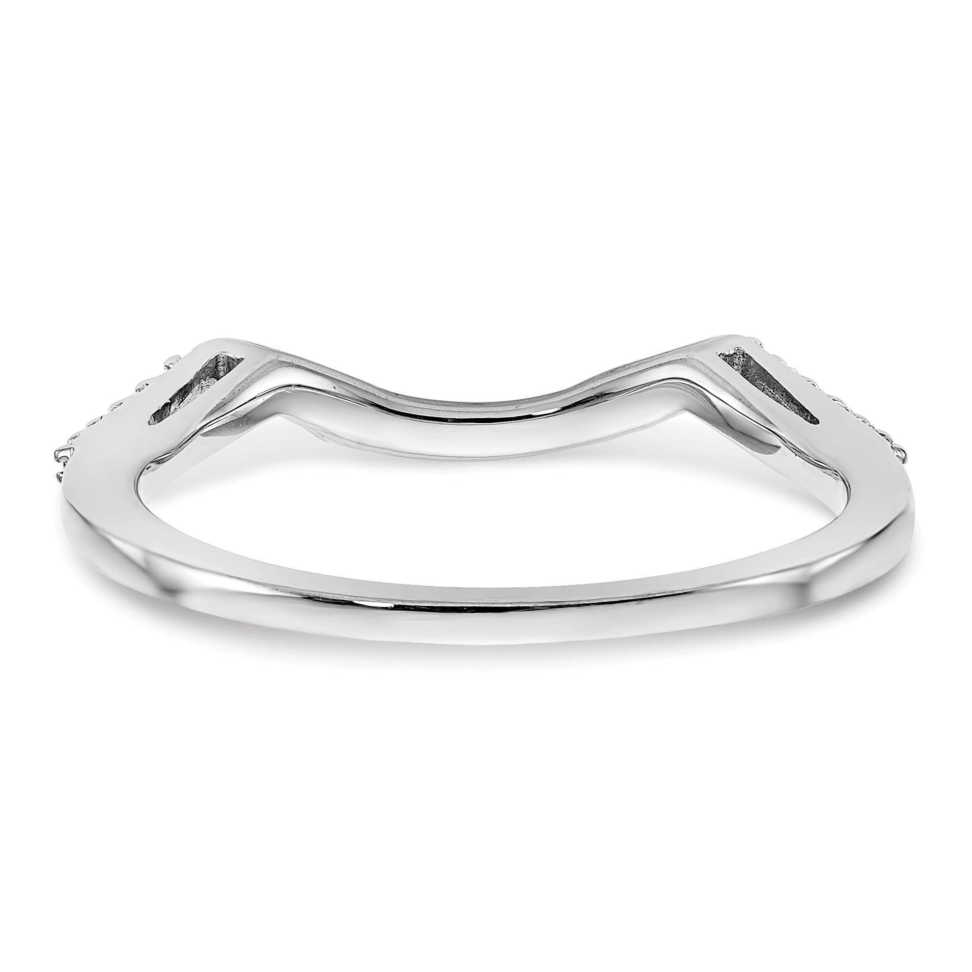 14k White Gold 1/8 carat Lab Grown Diamond VS/SI+ G+ Complete Round Contoured Wedding Band