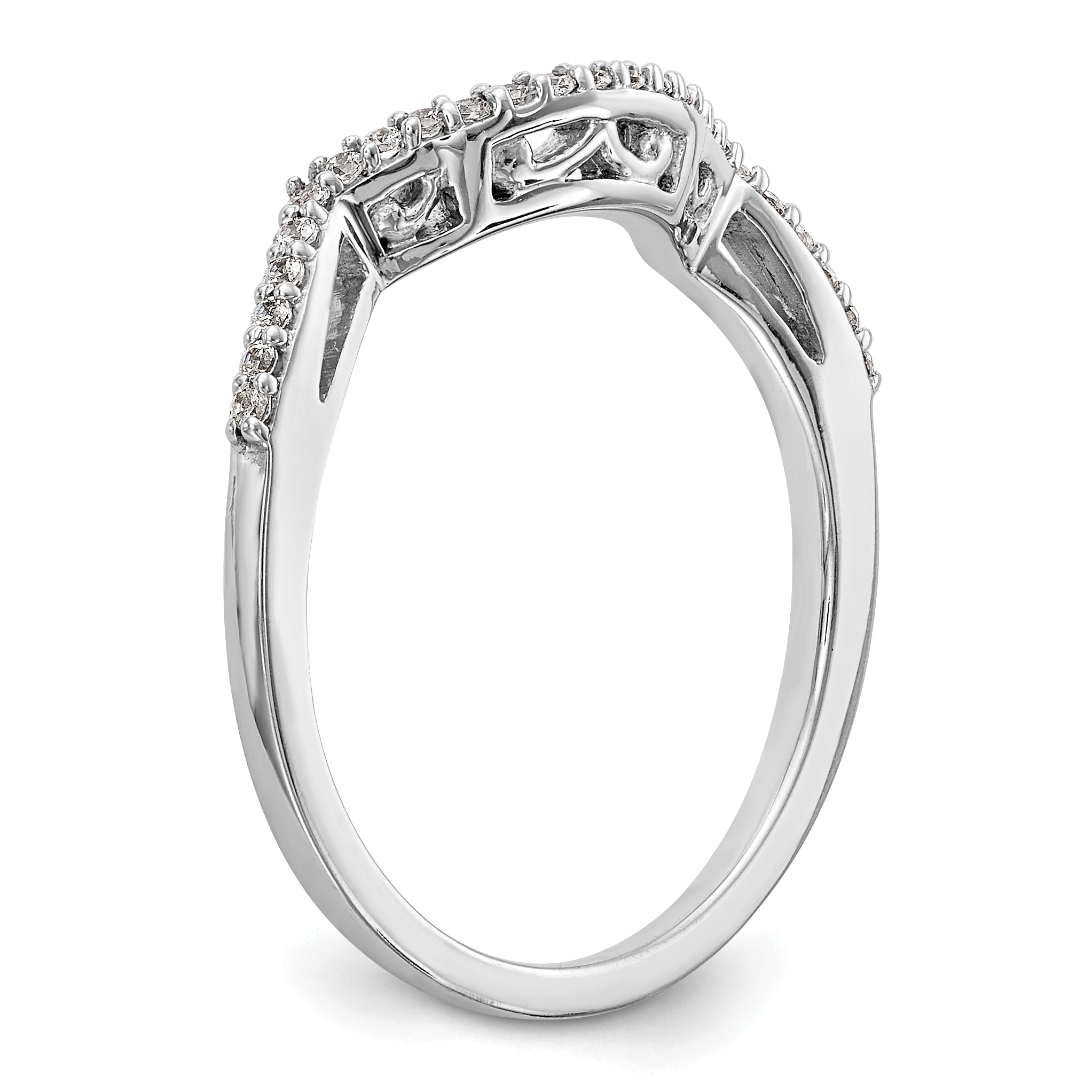 14k White Gold 1/8 carat Lab Grown Diamond VS/SI+ G+ Complete Round Contoured Wedding Band