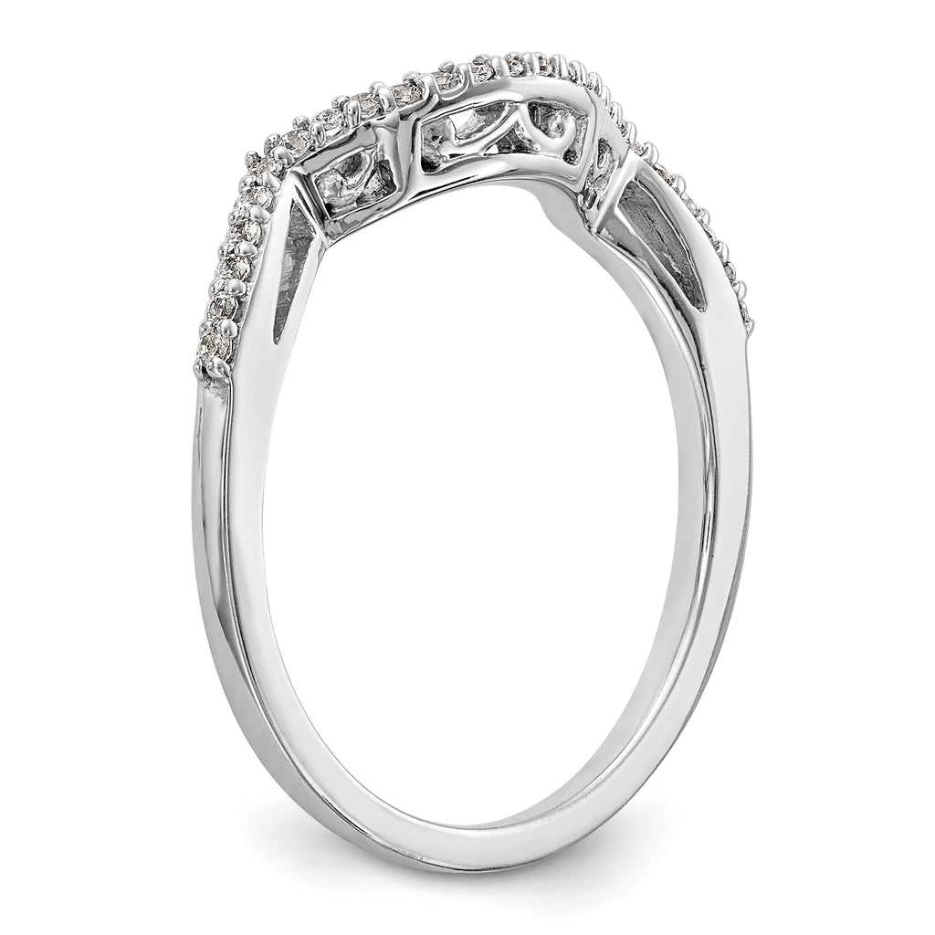 14k White Gold 1/8 carat Lab Grown Diamond VS/SI+ G+ Complete Round Contoured Wedding Band