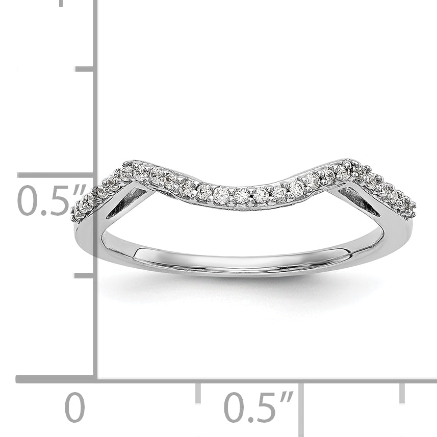 14k White Gold 1/8 carat Lab Grown Diamond VS/SI+ G+ Complete Round Contoured Wedding Band