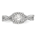 14k White Gold 3/4 carat Lab Grown Diamond VS/SI+ G+ Complete Round Double Halo Engagement Ring