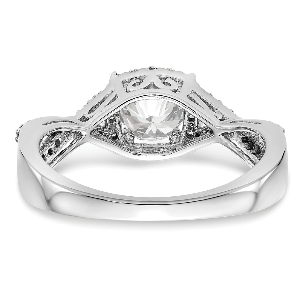 14k White Gold 3/4 carat Lab Grown Diamond VS/SI+ G+ Complete Round Double Halo Engagement Ring