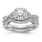 14k White Gold 3/4 carat Lab Grown Diamond VS/SI+ G+ Complete Round Double Halo Engagement Ring