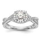 14k White Gold 3/4 carat Lab Grown Diamond VS/SI+ G+ Complete Round Double Halo Engagement Ring