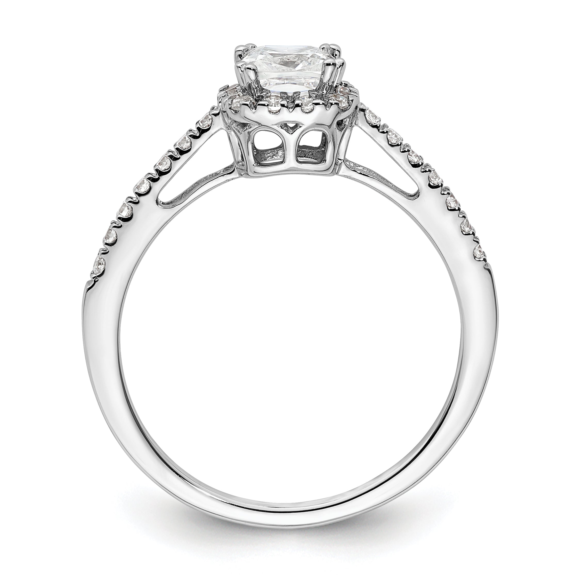 14k White Gold 1/4 carat Lab Grown Diamond VS/SI+ G+ 3/4 carat Center Cushion Semi Mount Engagement Ring