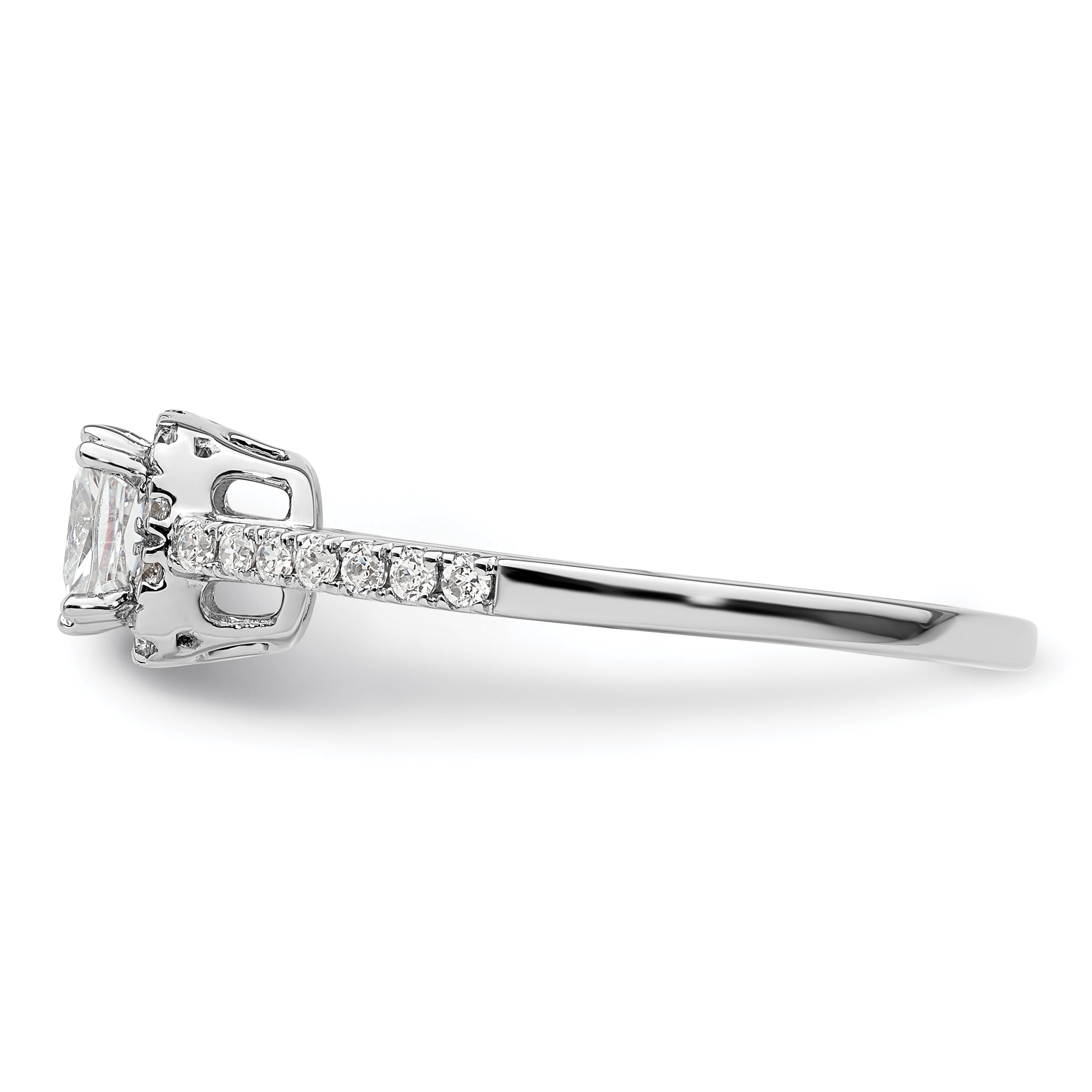 14k White Gold 1/4 carat Lab Grown Diamond VS/SI+ G+ 3/4 carat Center Cushion Semi Mount Engagement Ring