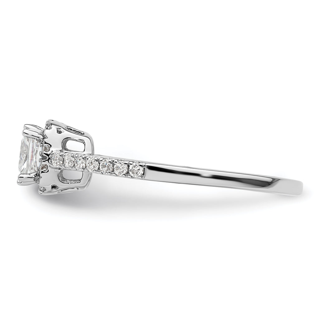 14k White Gold 1/4 carat Lab Grown Diamond VS/SI+ G+ 3/4 carat Center Cushion Semi Mount Engagement Ring