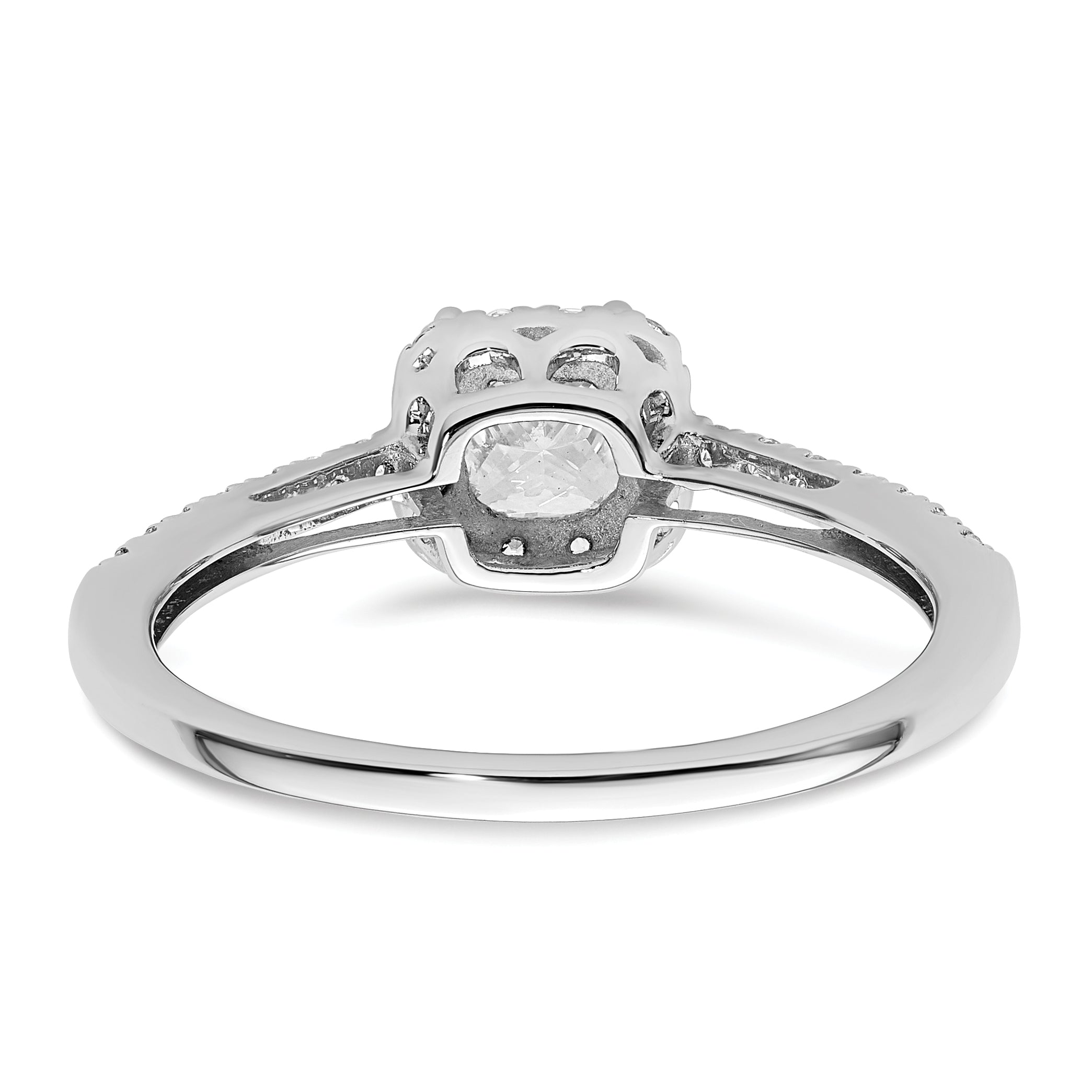 14k White Gold 1/4 carat Lab Grown Diamond VS/SI+ G+ 3/4 carat Center Cushion Semi Mount Engagement Ring