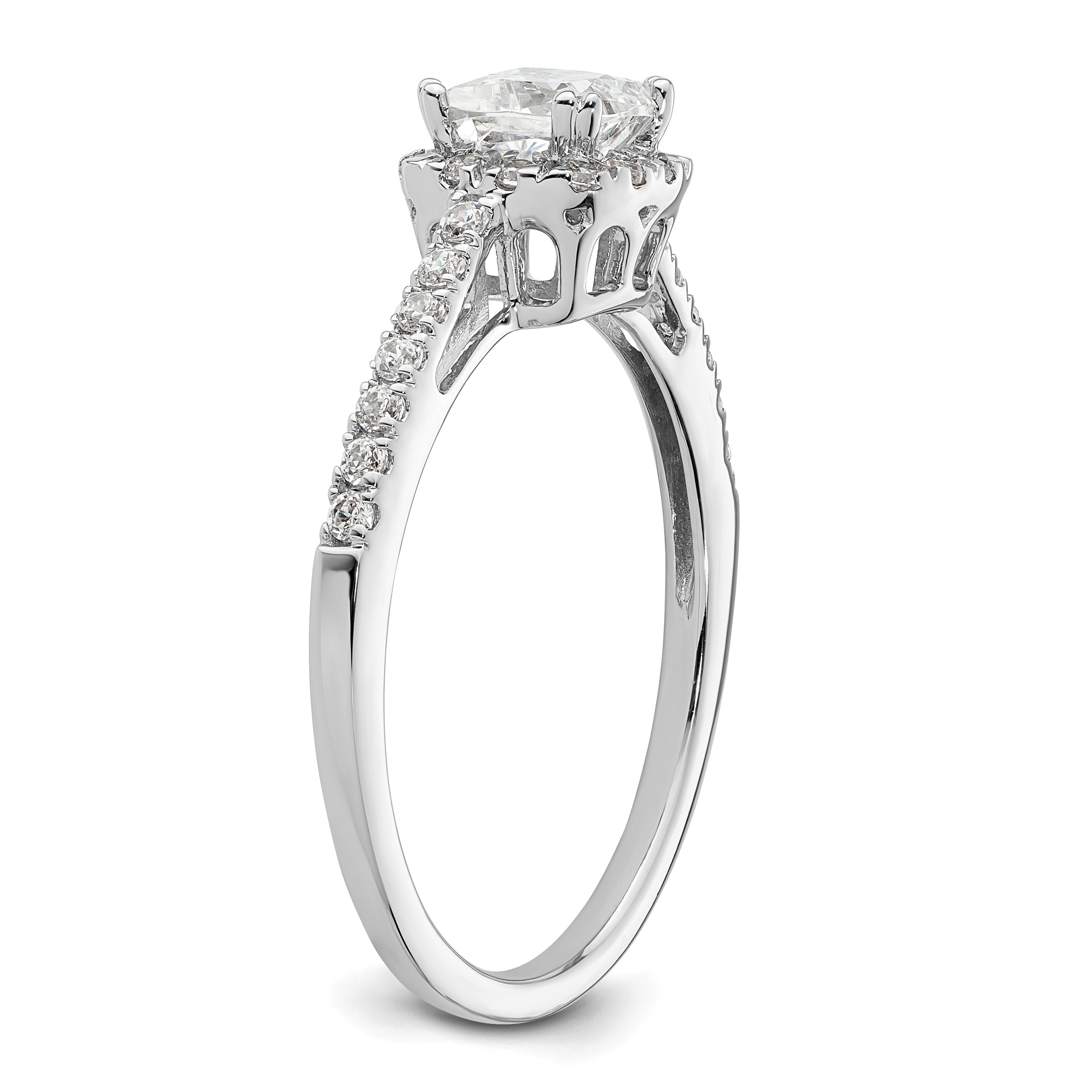 14k White Gold 1/4 carat Lab Grown Diamond VS/SI+ G+ 3/4 carat Center Cushion Semi Mount Engagement Ring