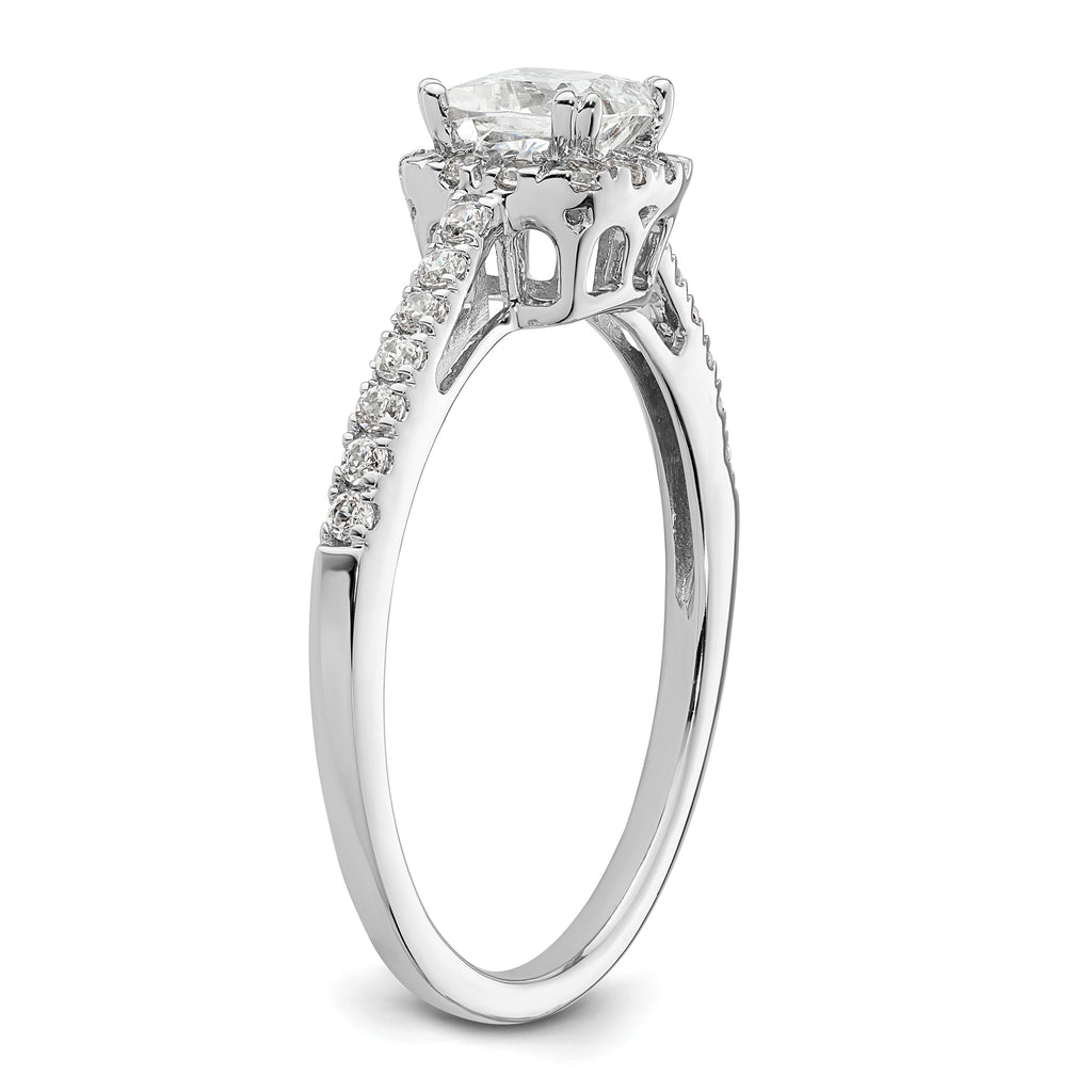 14k White Gold 1/4 carat Lab Grown Diamond VS/SI+ G+ 3/4 carat Center Cushion Semi Mount Engagement Ring