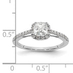 14k White Gold 1/4 carat Lab Grown Diamond VS/SI+ G+ 3/4 carat Center Cushion Semi Mount Engagement Ring
